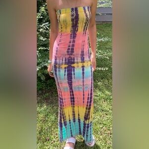 Heart & Hips Colorful Tie-Dye Maxi Skirt